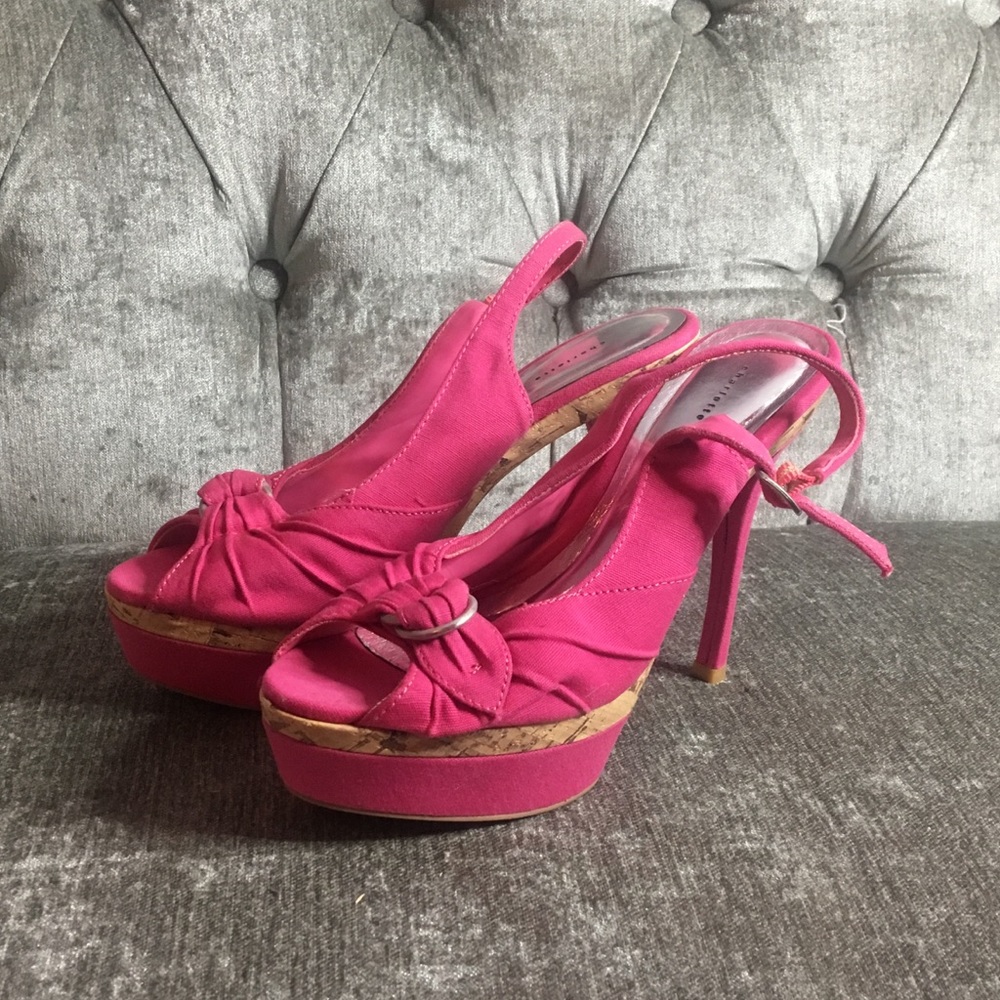 Sling back platform heels